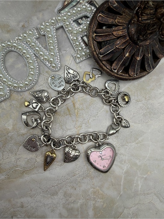 Brighton Jewelry - Brighton Live in the Moment Charm Bracelet with Pink Heart Watch Charm
